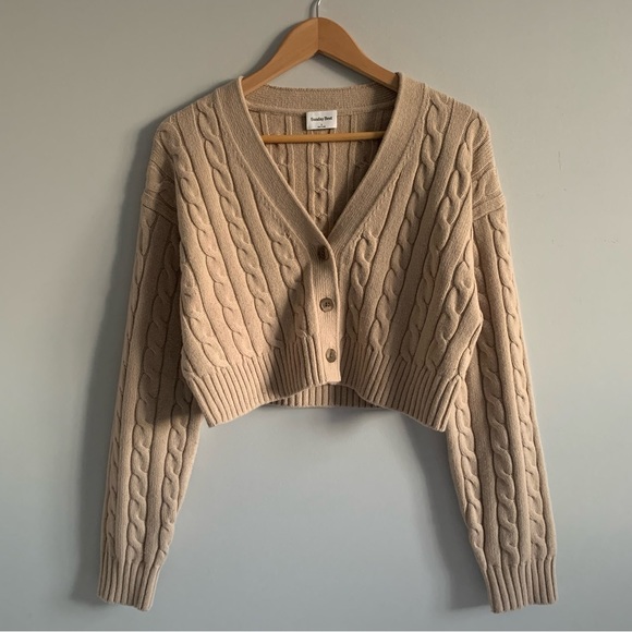 Aritzia Sweaters - Aritzia Tan Cable Knit Cardigan